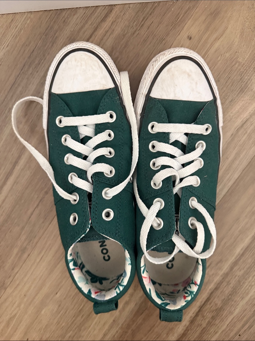 Converse Green Canvas Low-Top Sneakers with White Accents